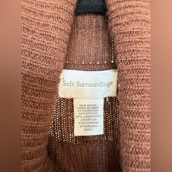Soft Surroundings Cable Knit Turtleneck Sweater Dress Brown Small Tunic Wool - Picture 4 of 4
